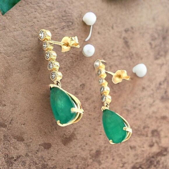 Natural Emerald Diamond  Earrings 14k Y Gold 2.23 TCW Certified $3,975 121256 - Picture 8 of 12